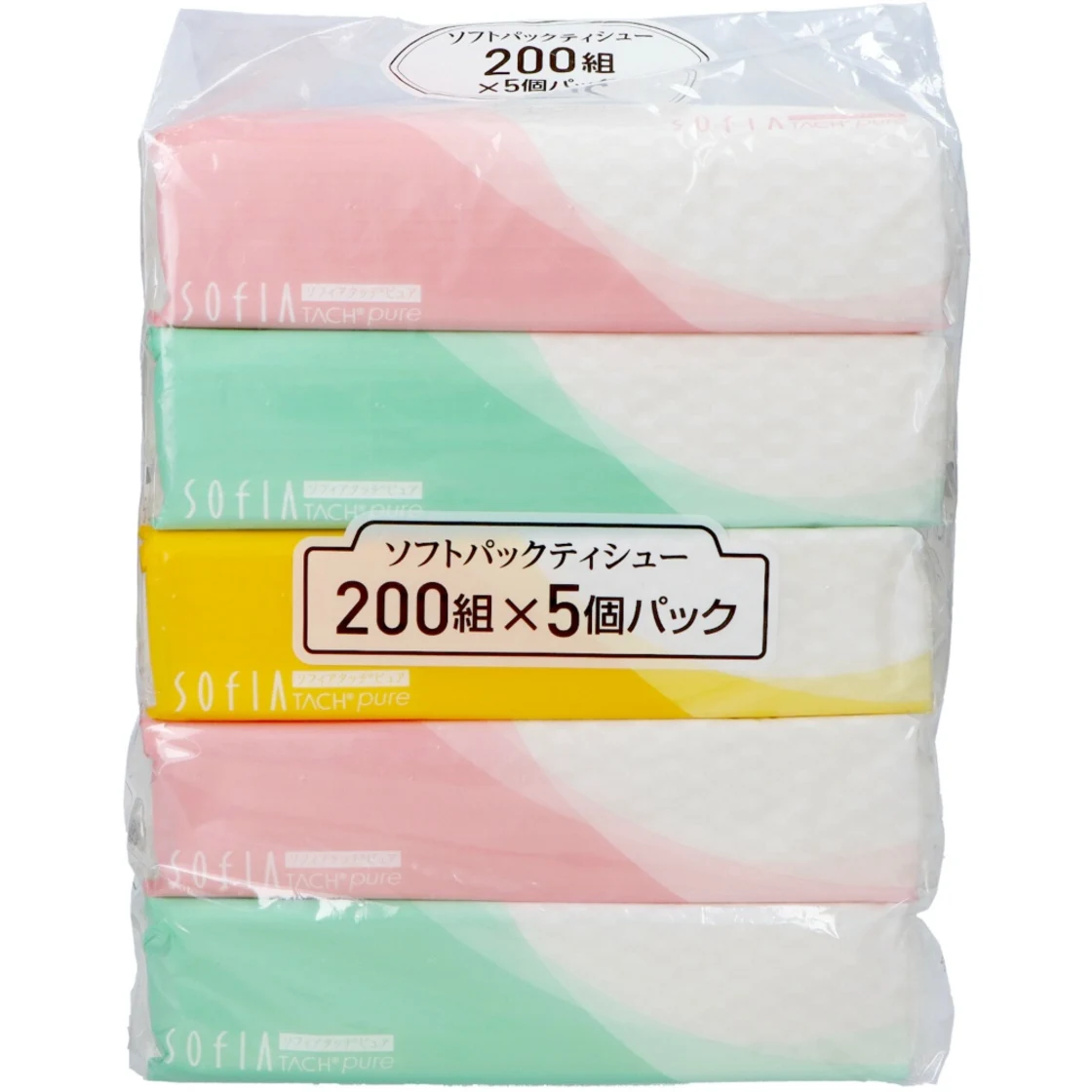 กระดาษทิชชู่โซเฟีย ทัช เพียว ซอฟต์แพ็ค 200 ชิ้น 5 ห่อ
