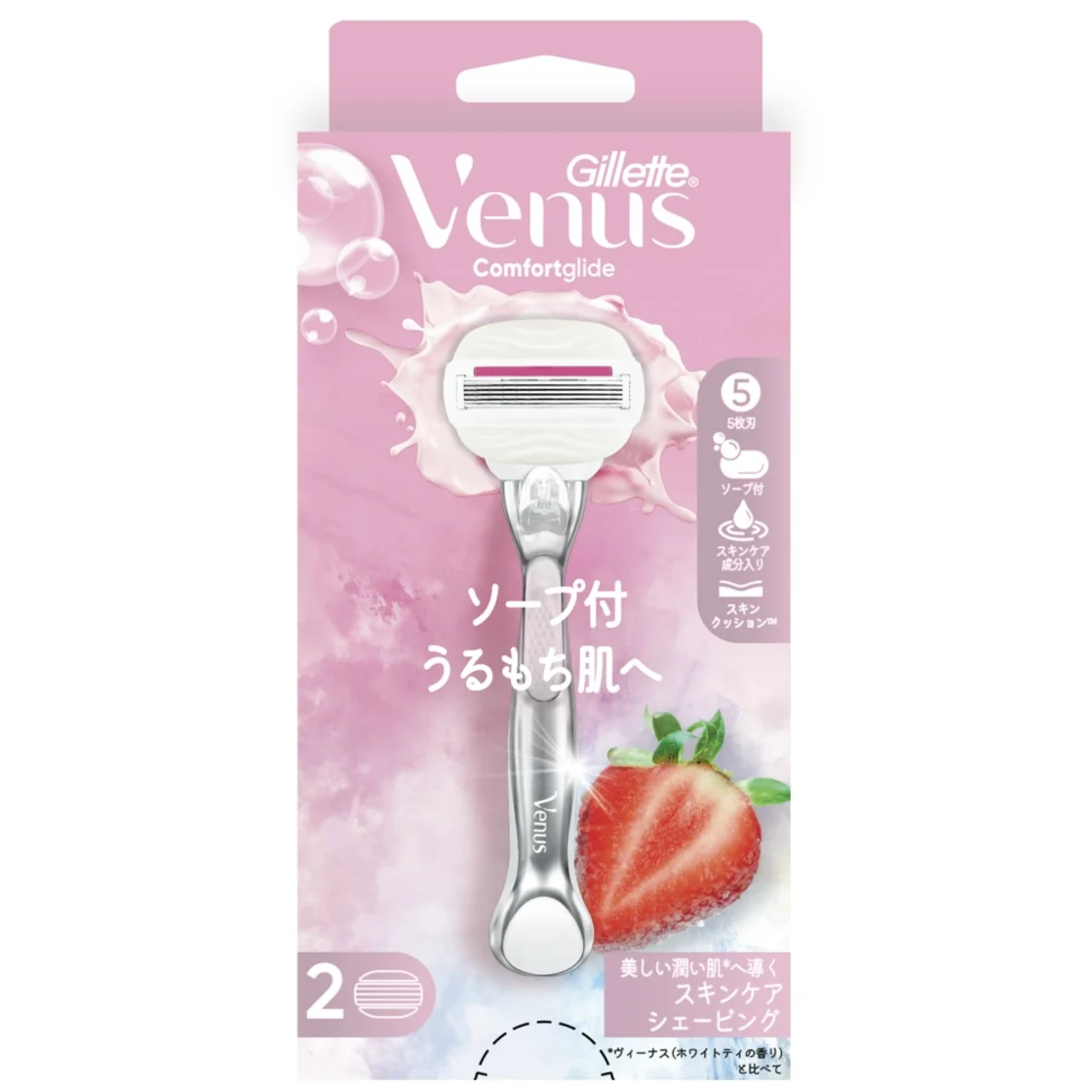 ที่จับ Venus กลิ่นสตรอเบอร์รี่ฟิลด์ พร้อมใบมีดสำรอง 2 ชิ้น