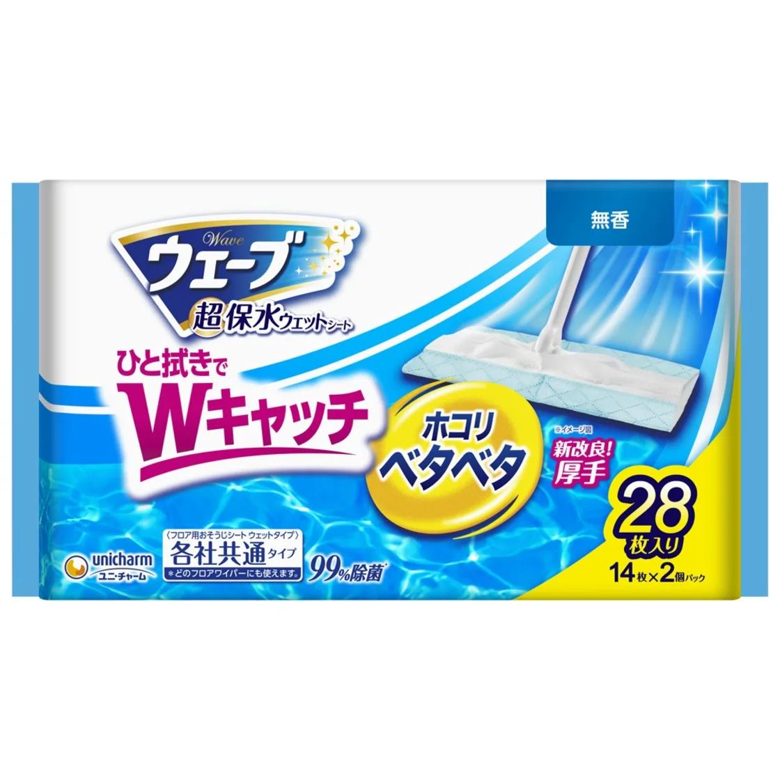 ผ้าเปียกเช็ดพื้น Wave ไร้กลิ่น 28 แผ่น แพ็คใหญ่