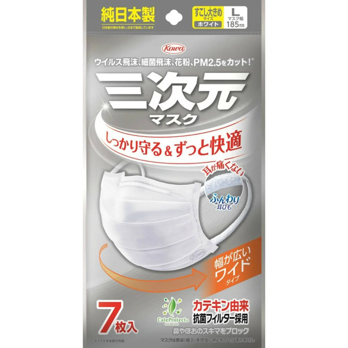 หน้ากากอนามัย 3 มิติ ไซส์ L ใหญ่ขึ้นเล็กน้อย สีขาว