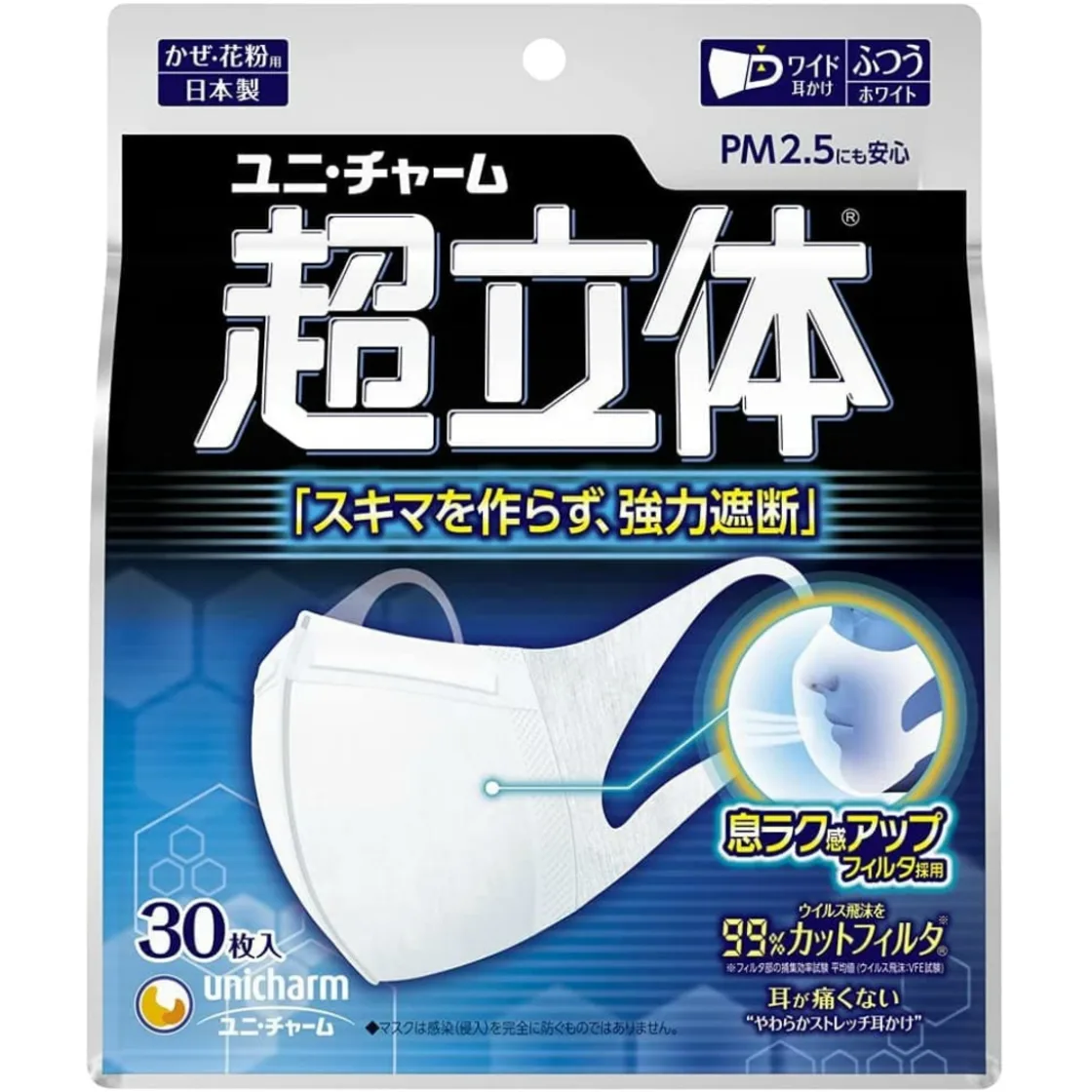 หน้ากากอนามัยซูเปอร์คอมฟอร์ต ซูเปอร์ 3D แบบบล็อก ขนาดปกติ