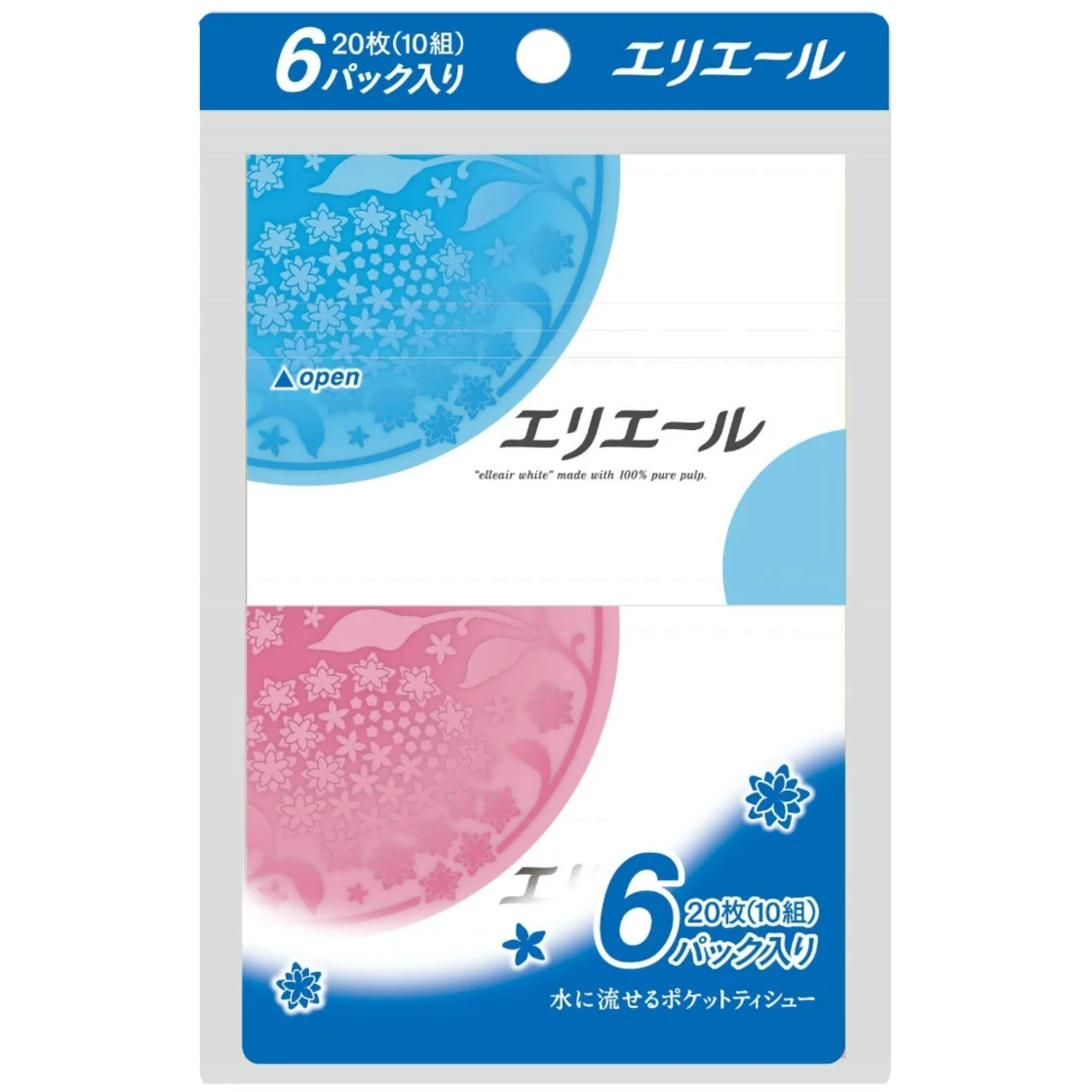 ทิชชู่พกพา Ellair 10 ห่อ 6 ชิ้น