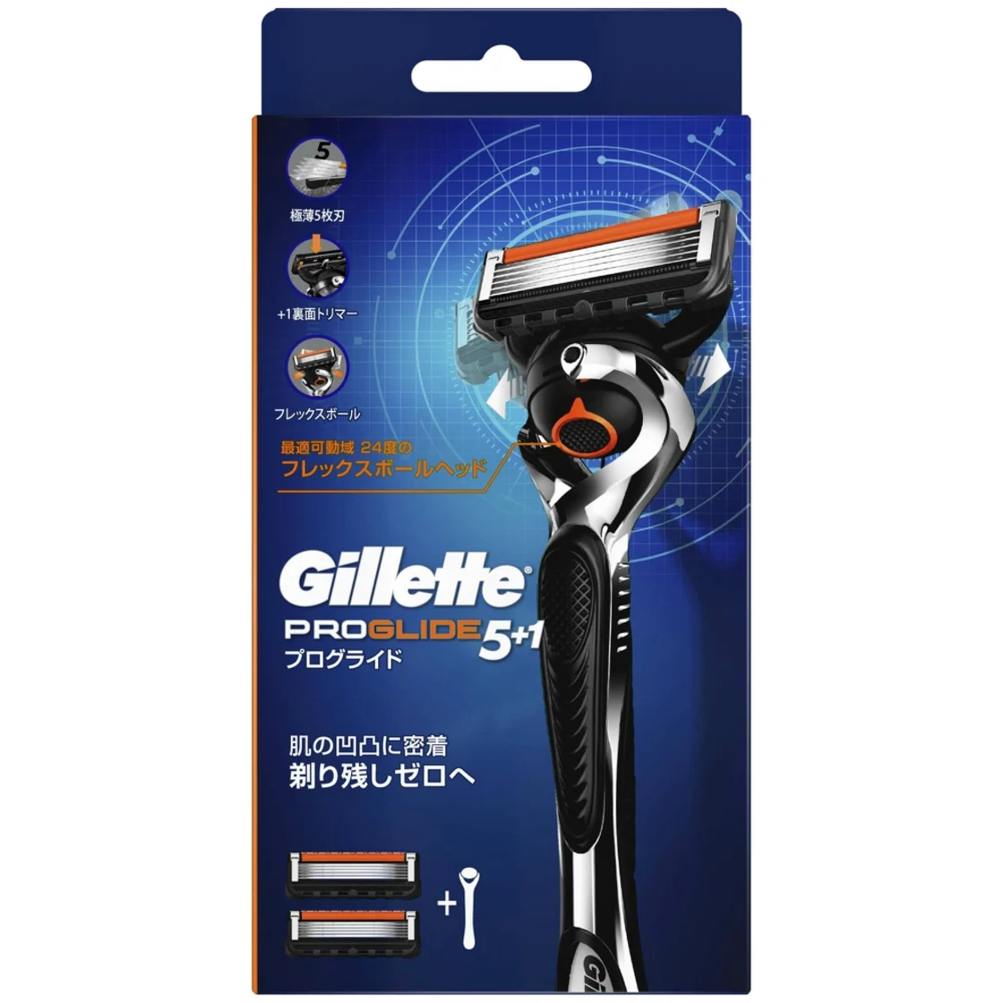 มีดโกน Gillette ProGlide 5+1 FlexBall แบบธรรมดา พร้อมหัวมีดสำรอง 2 อัน