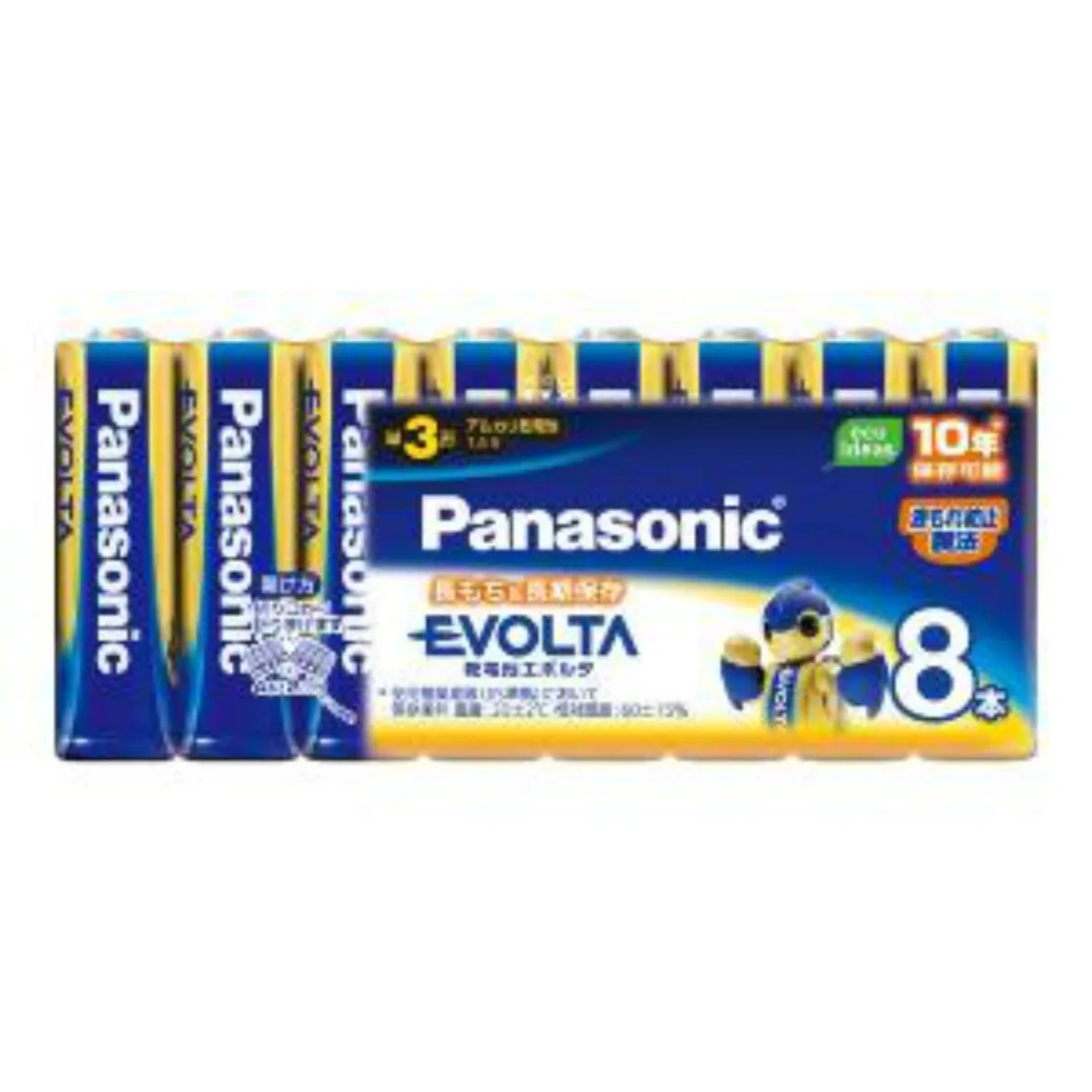แบตเตอรี่อัลคาไลน์ Panasonic Evolta ขนาด AA จำนวน 8 ก้อน LR6EJ/8SW