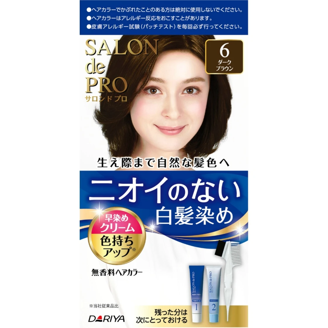 ซาลอนเดอโปร ครีมย้อมผมไร้น้ำหอม สีน้ำตาลเข้ม 6 (สำหรับผมขาว)