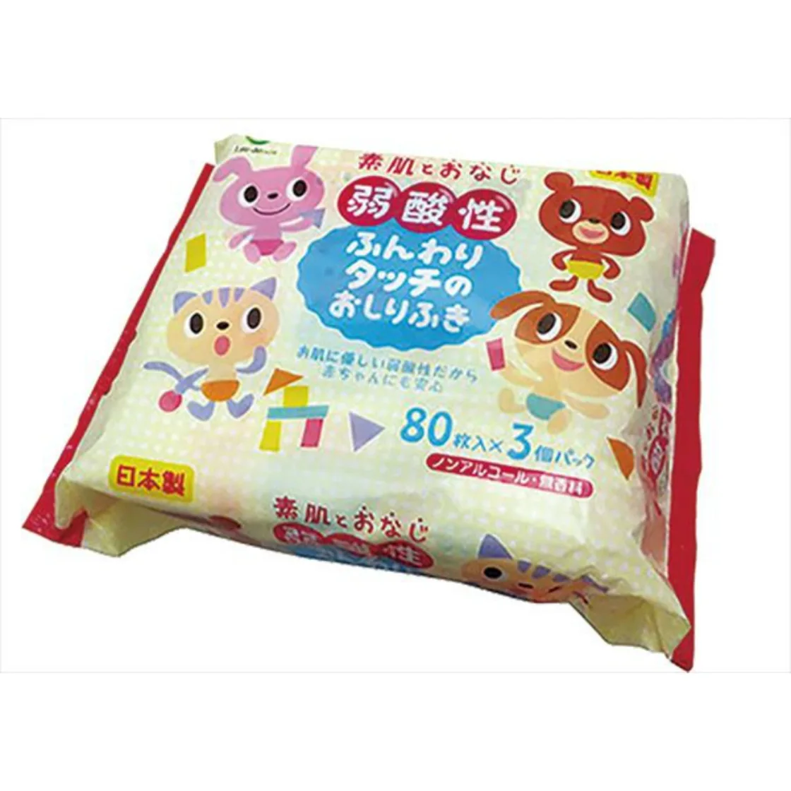 ทิชชู่เปียกสูตรอ่อนโยนสำหรับเด็ก 80 แผ่น 3 ห่อ