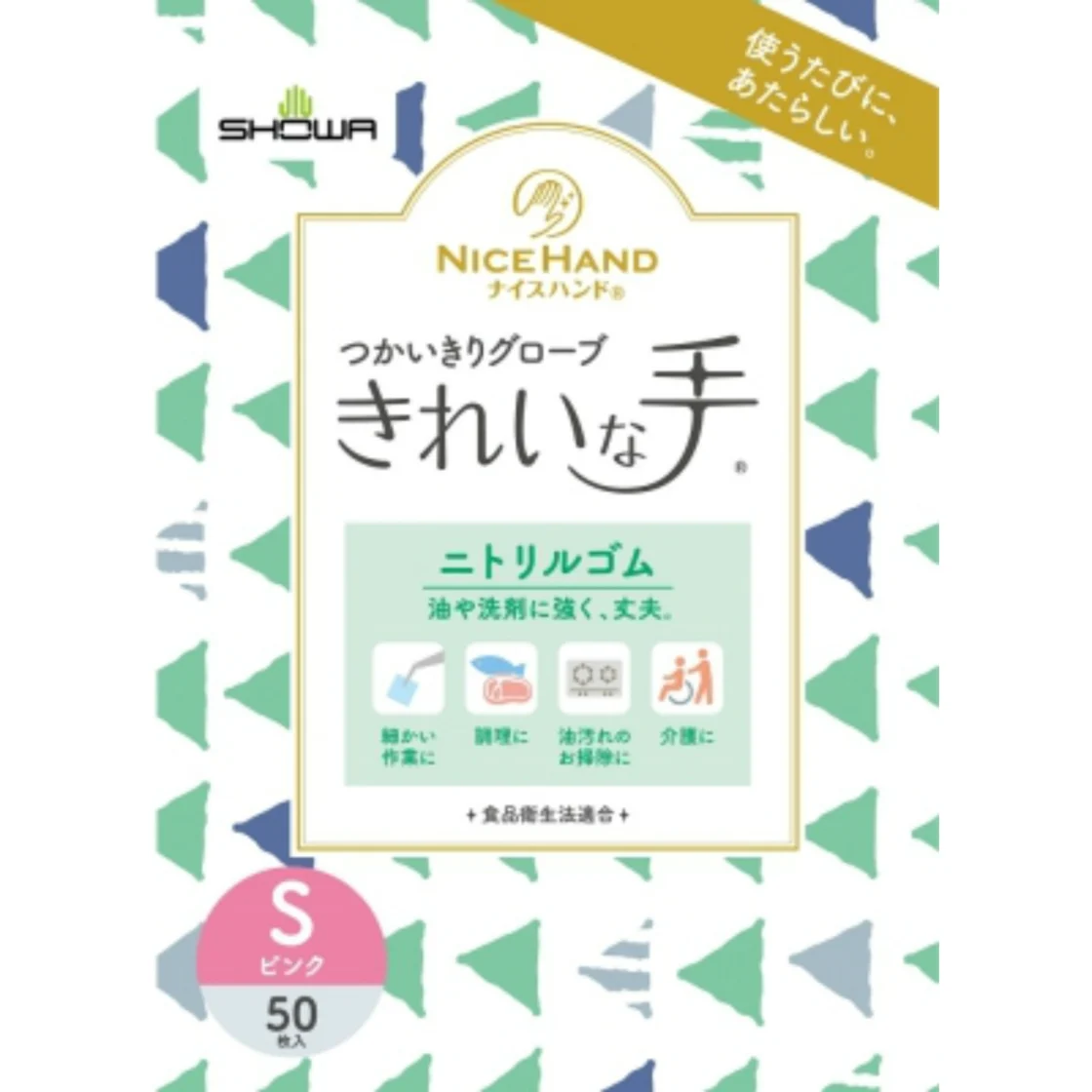 ถุงมือไนไตรล์ใช้แล้วทิ้ง Nice Hand มือสะอาด ไซส์ S สีชมพู