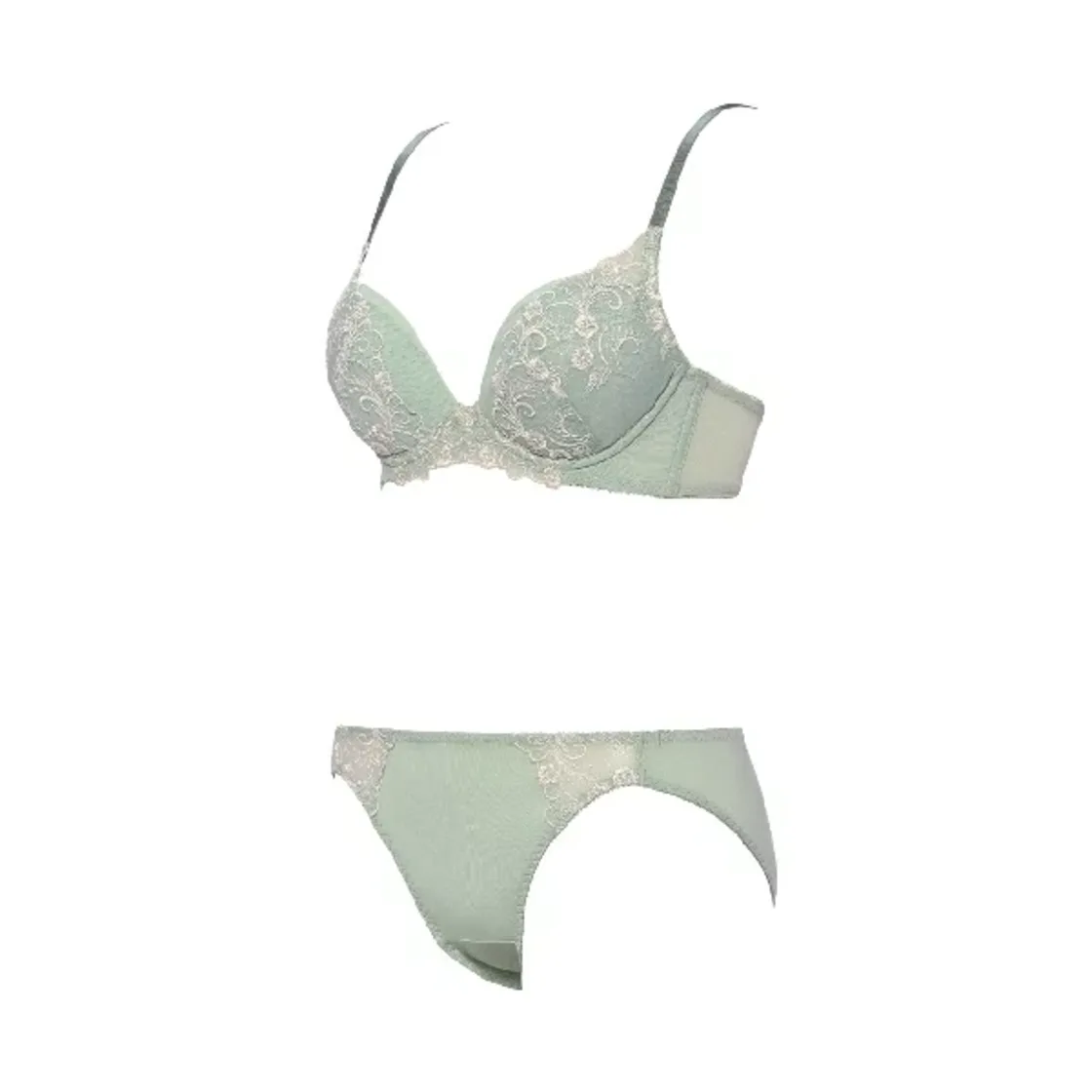AMOSTYLE ชุดบราและกางเกงใน Daily Push-up ลายคลาสสิกฟลาวเวอร์ (คัพ B, C, D) AMST514 WHU + Mini JX