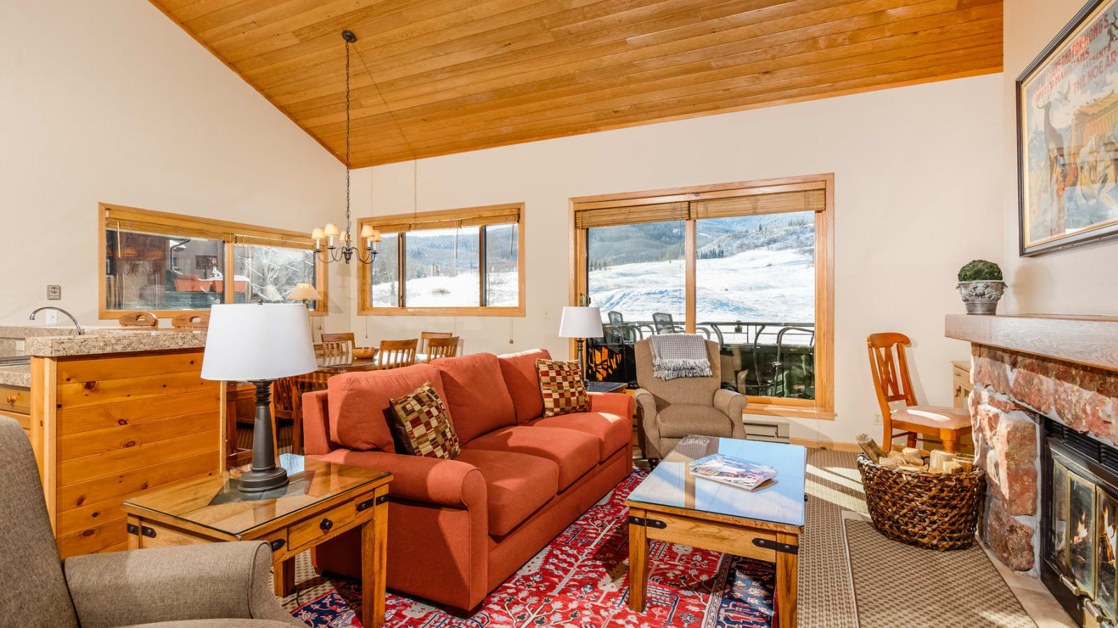 Vaulted ceilings in living room