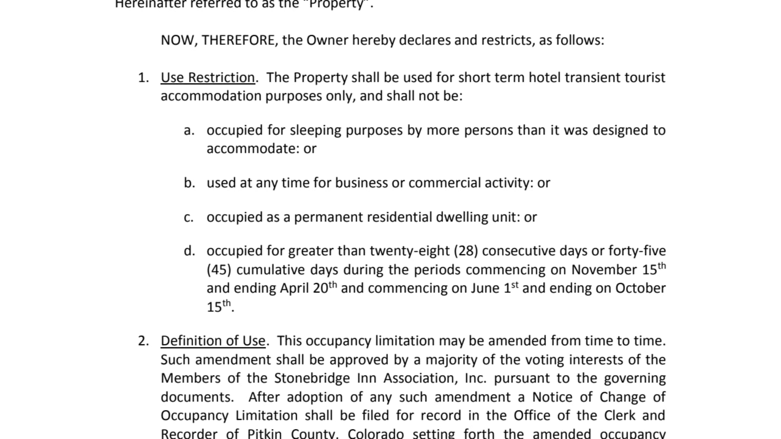 Occupancy Restriction