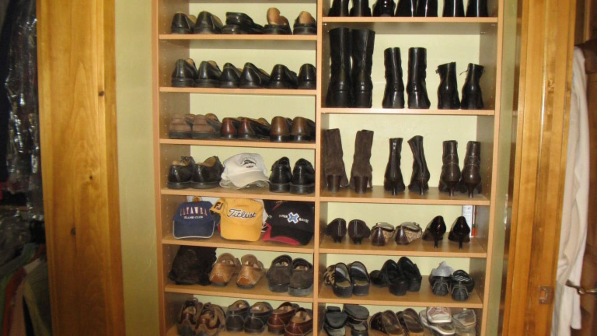 Shoe storage in master closet