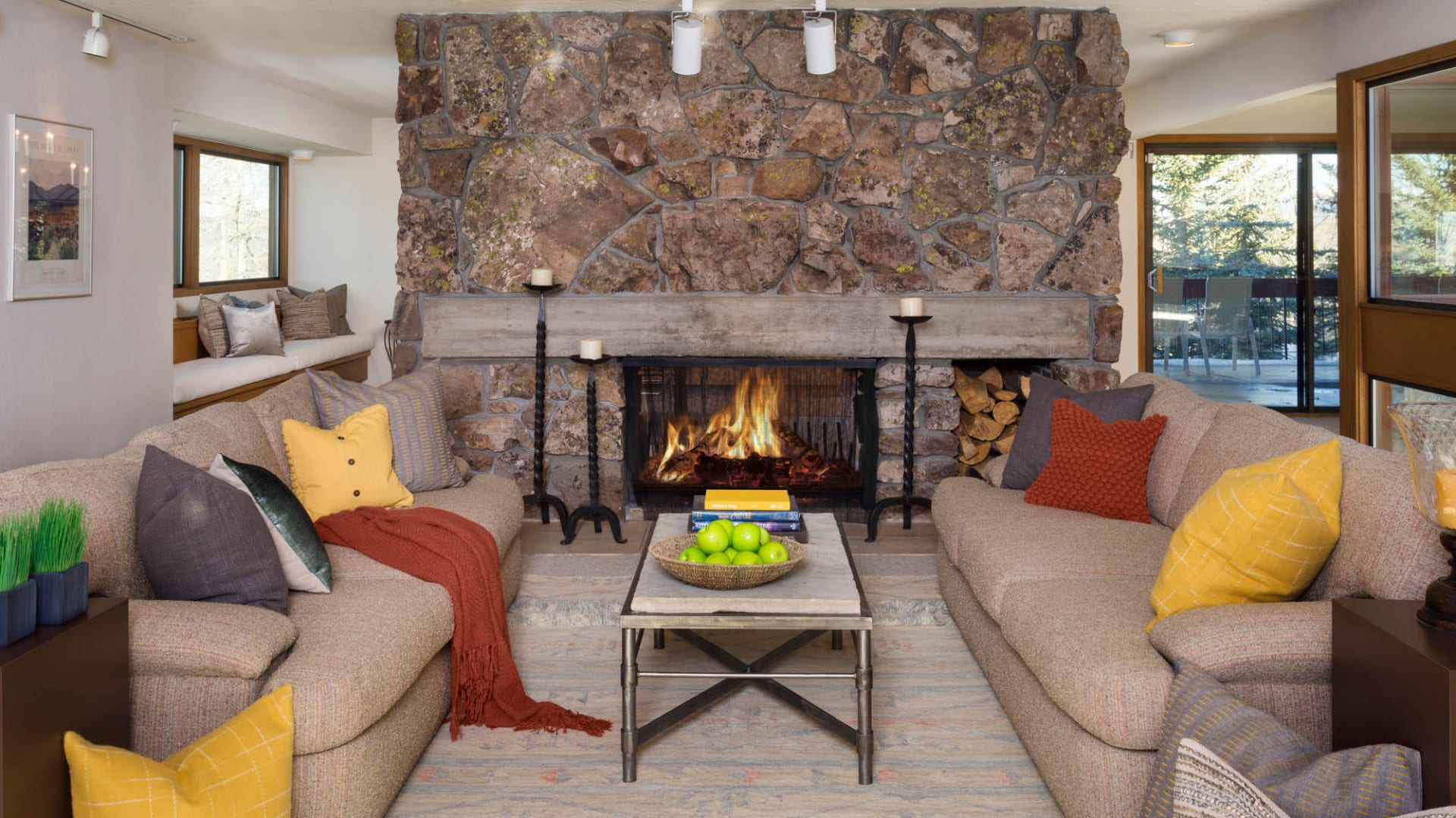 Living Room with Woodburning Fireplace