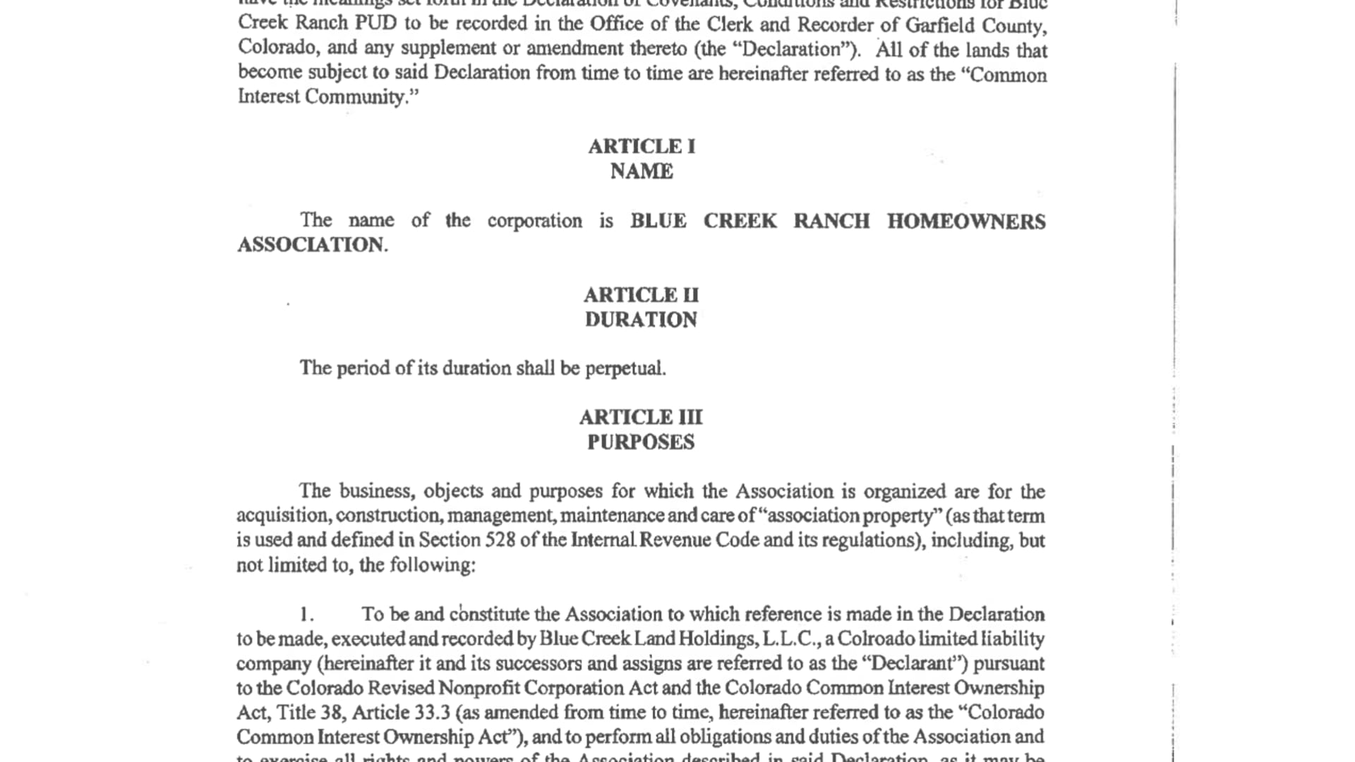 Articles of Incorporation