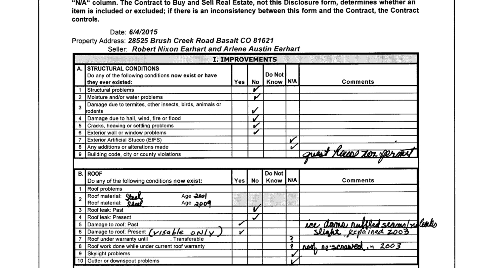 Sellers Property Disclosure