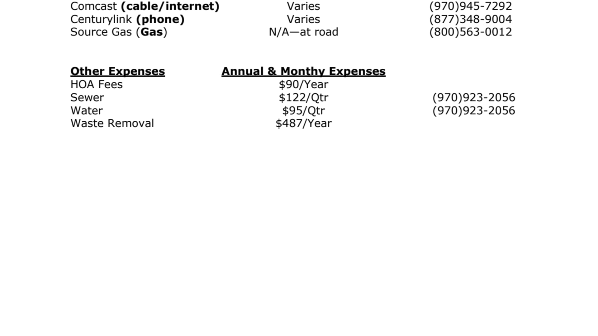 Utilities Information