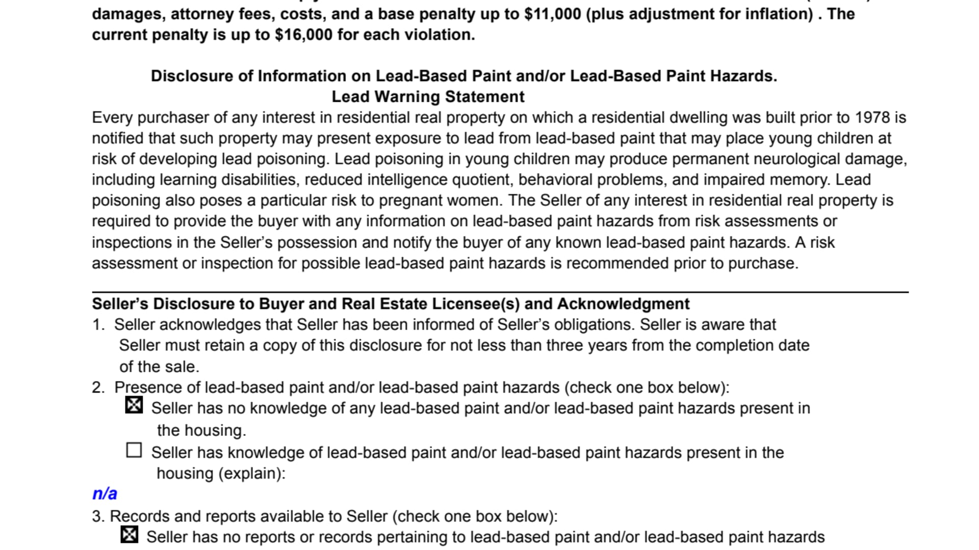 Lead-Based Paint Disclosure