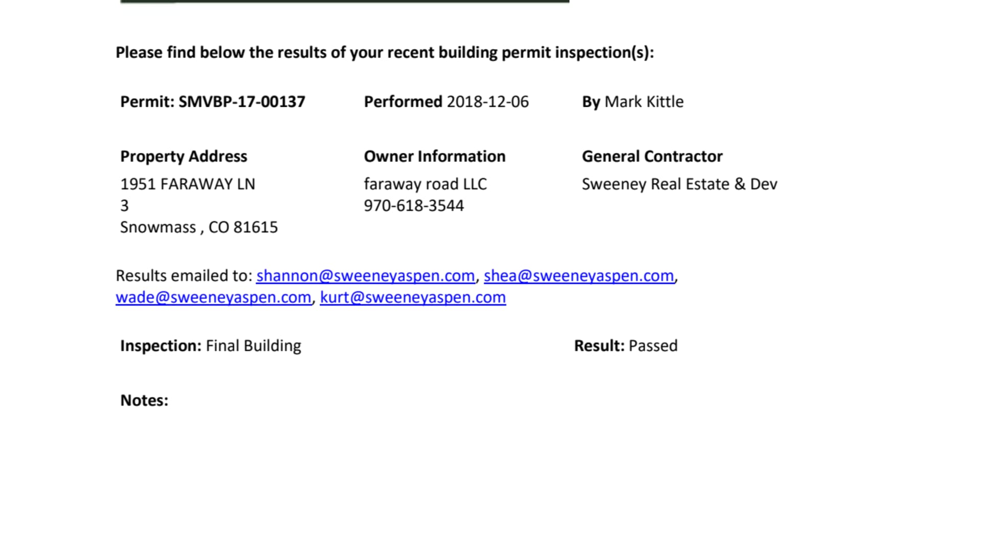 TOSV Final Building Permit