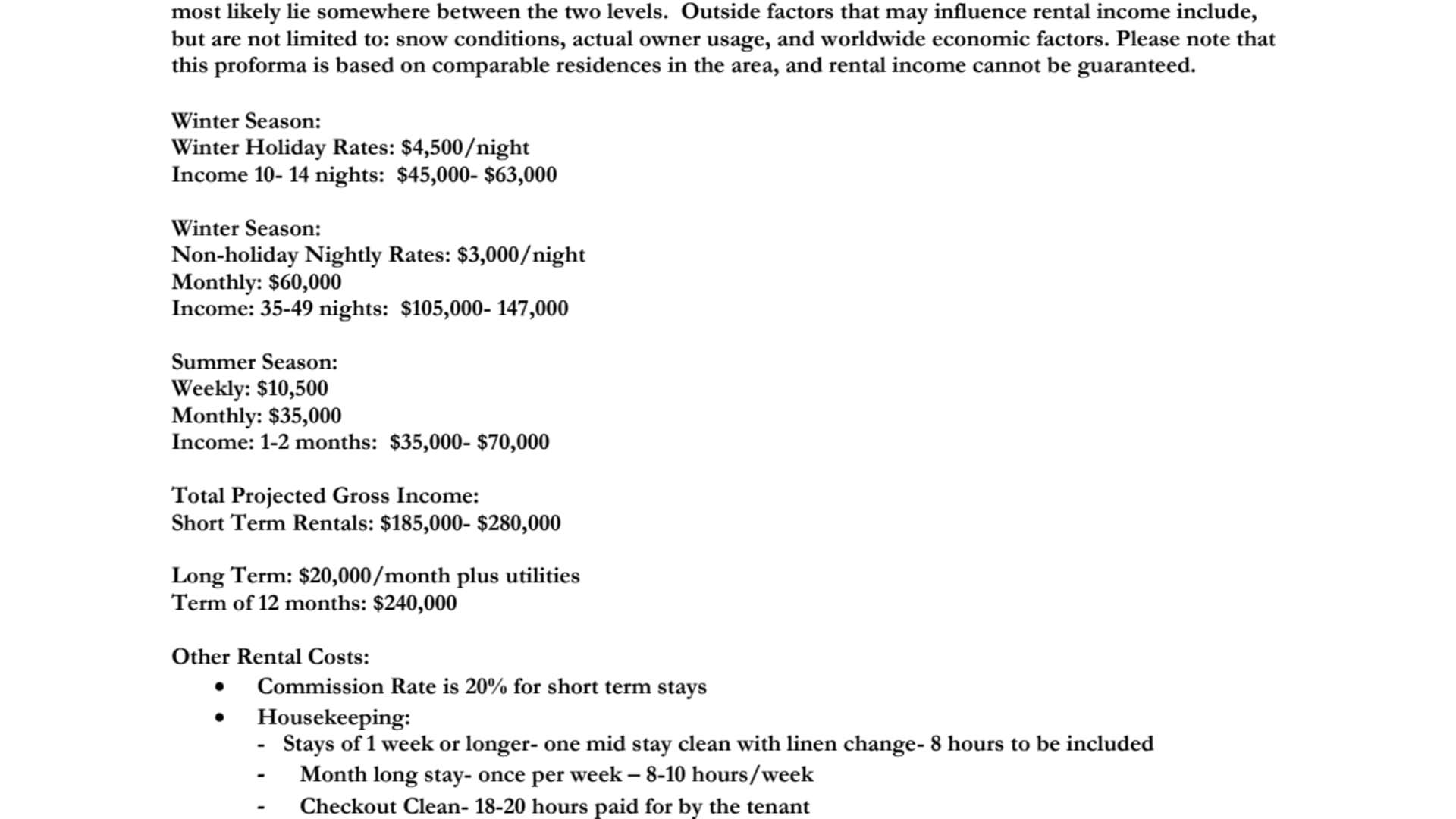 Rental Proforma- 1161 Two Creeks Drive