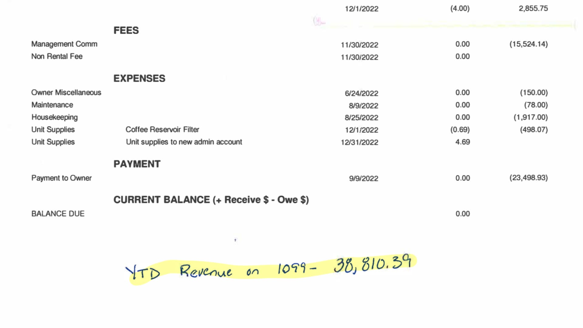 Income Expense Statements 2022-2020