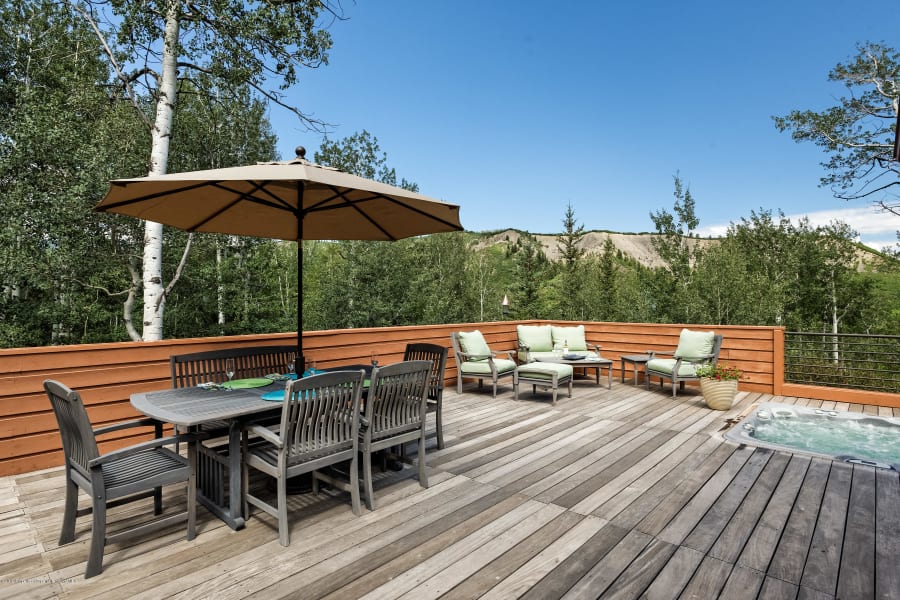 Patio with hot tub