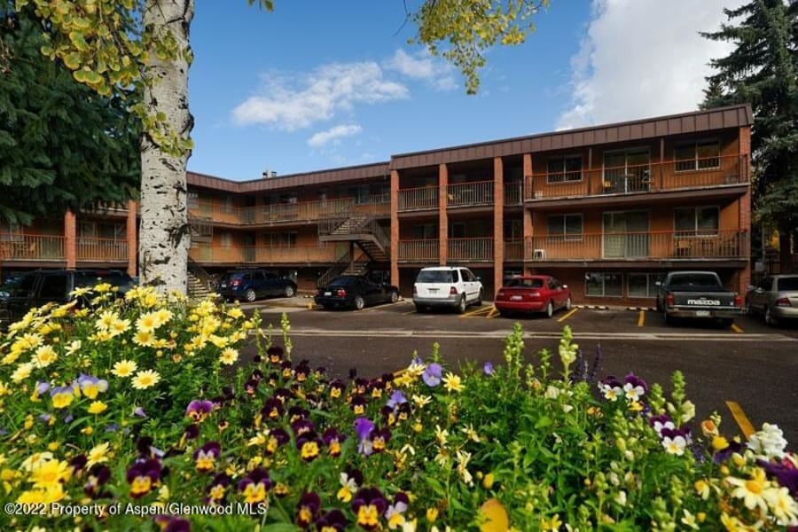 front of building and parking area