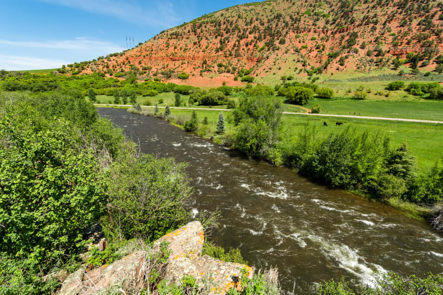 View from the lot looking downstream