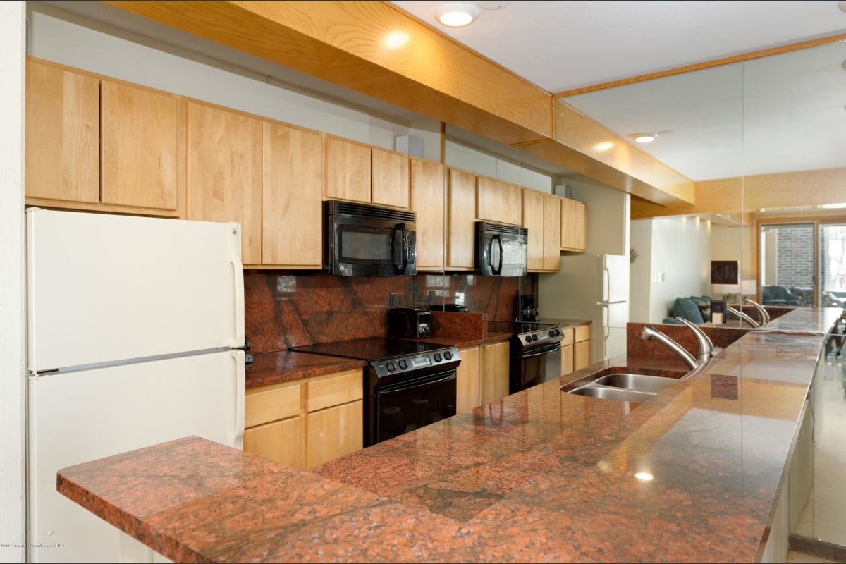 Kitchen with granite countertops