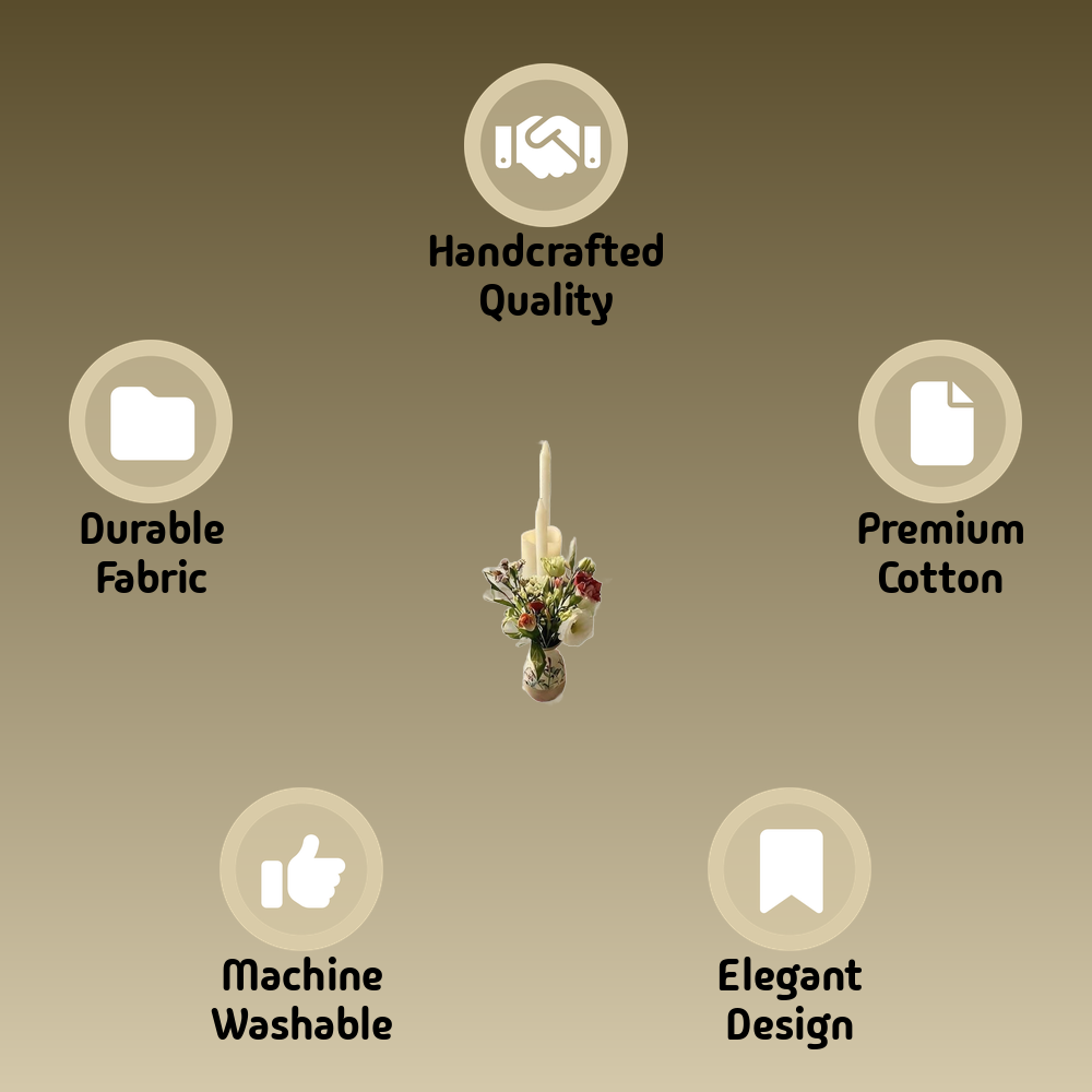 The Gulzar Bloom runner used as an accent piece on a console table with decorative items, showcasing its versatility.