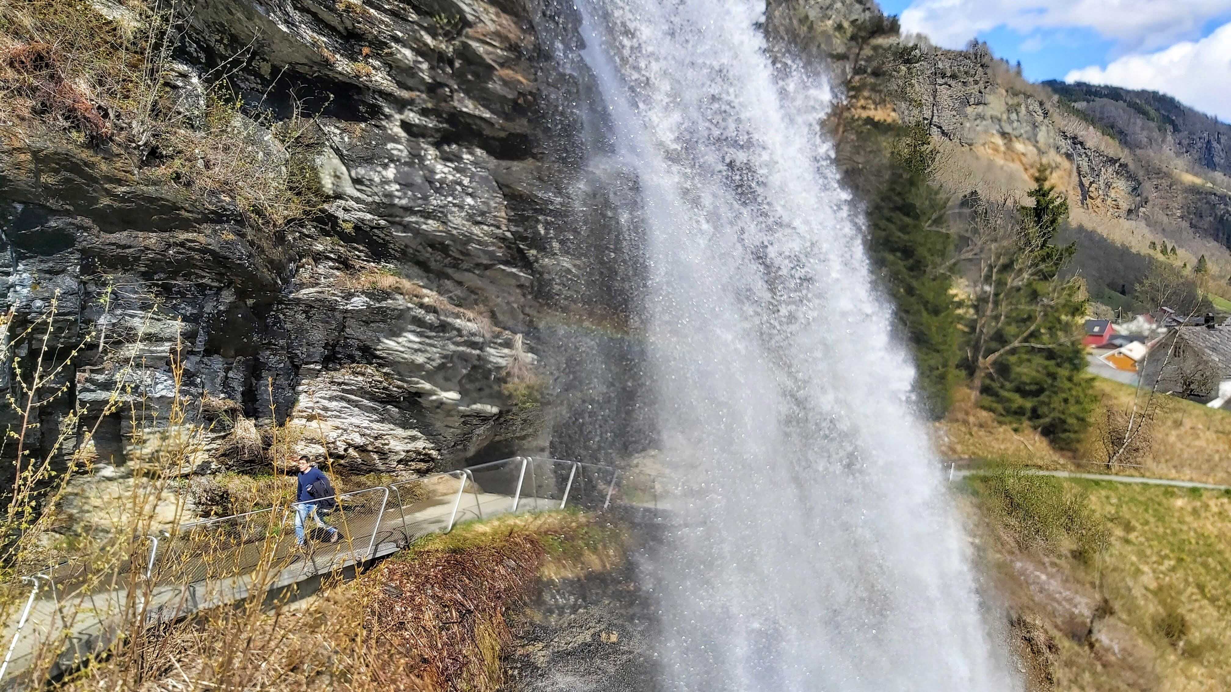 At the Steinsdalsfossen waterfall