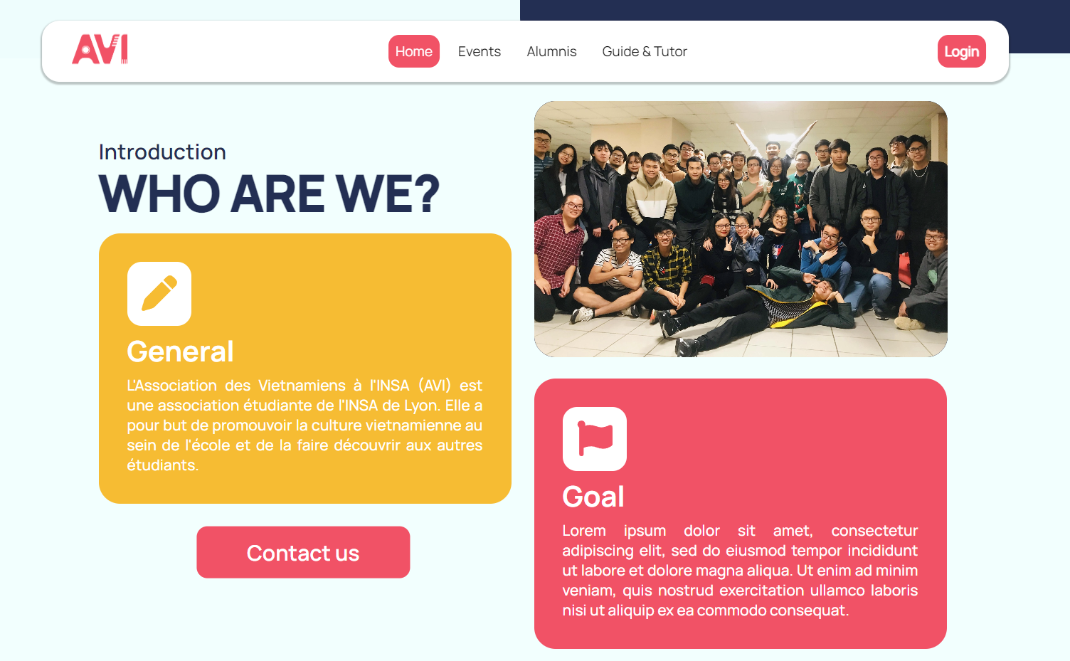 Homepage of AVI website