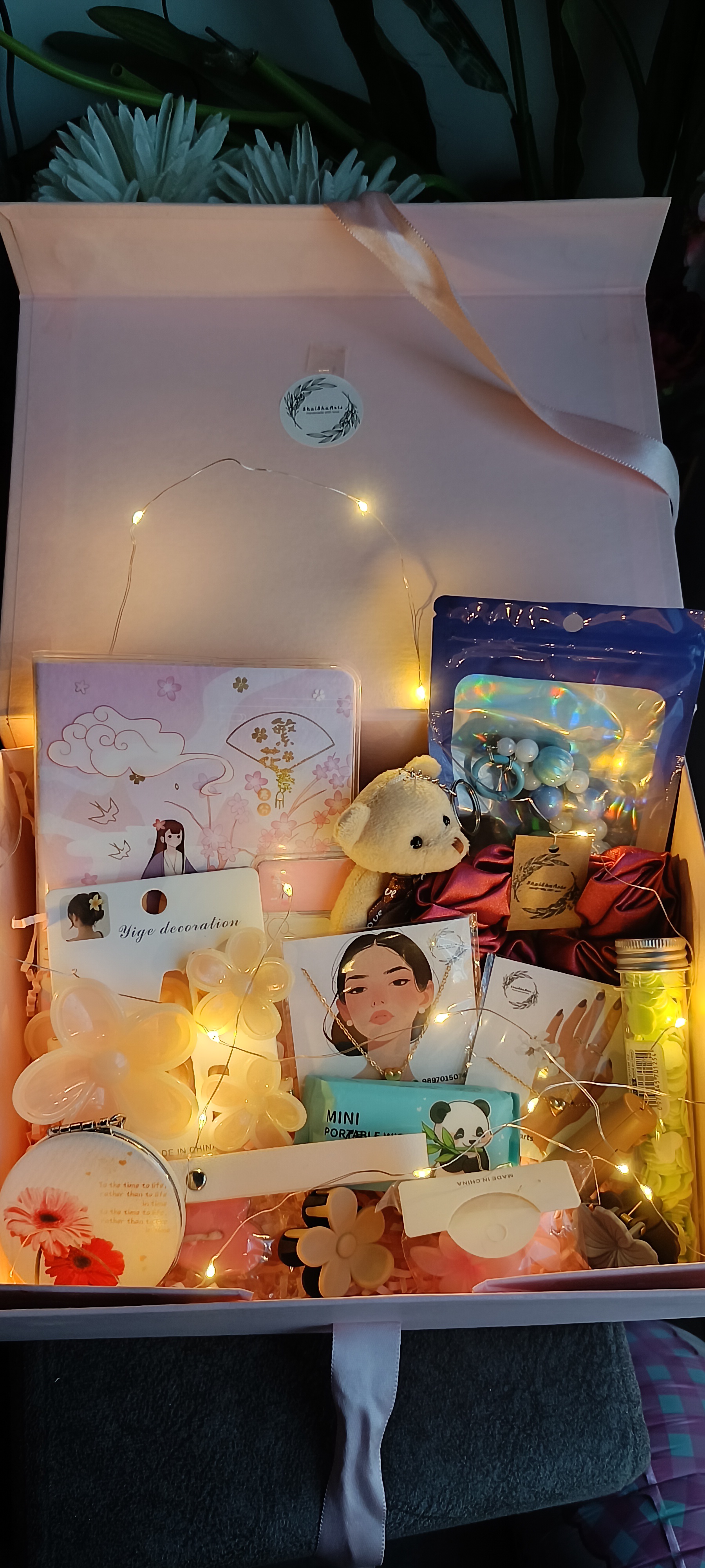 Premium Pink box hamper with lights