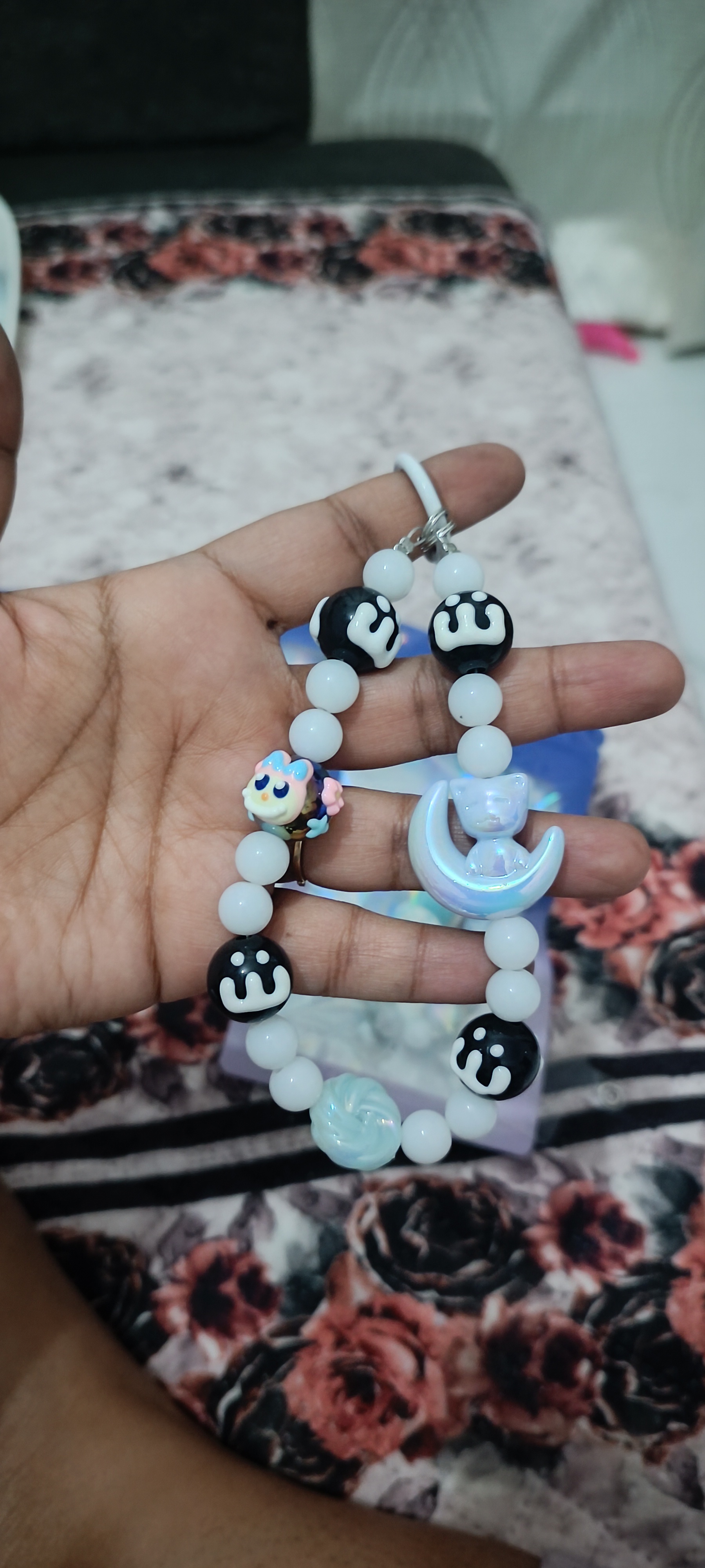 Kitty moon phone charm