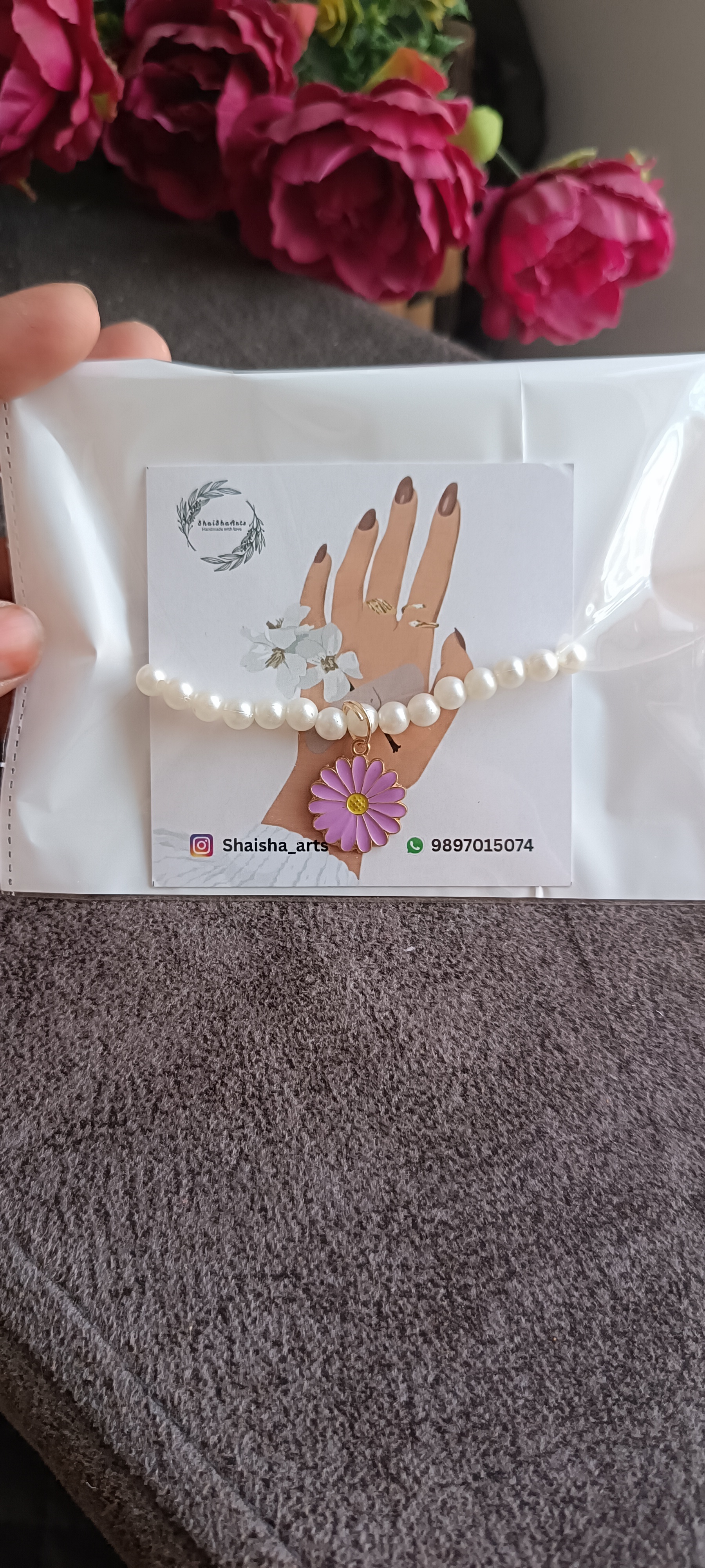 Lavender daisy bracelet
