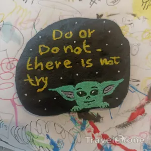 Painted painting stone by artist comfortinstones showing sayings. Do or do not. There is not try
.