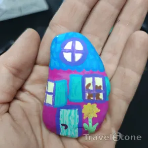 Painted painting stone by artist nad_doodles showing other. Villa Kunterbunt 4.