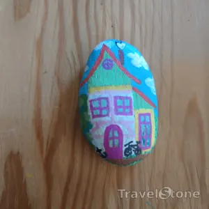 Painted painting stone by artist nad_doodles showing other. Villa Kunterbunt 7.