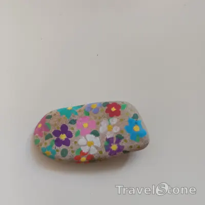 Painted painting stone by artist nad_doodles showing plants. Blümchen .