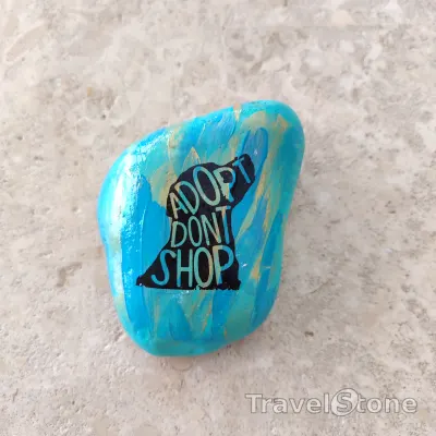 Painted painting stone by artist CJ showing animals. APASA Dog Shelter in Javea, Spain - adopt dont shop.