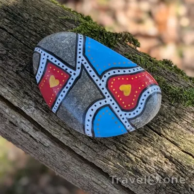 Painted painting stone by artist 007 showing pattern. Pattern.