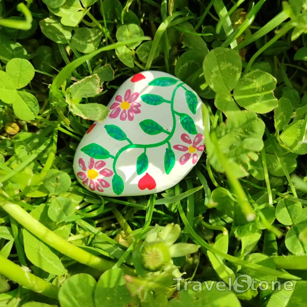 Painted painting stone by artist 007 showing plants. Gemalt mit Acrylstiften. Bitte wieder auslegen. Danke