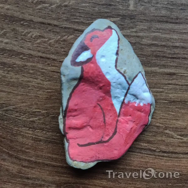 Painted painting stone by artist nad_doodles showing animals. Fuchs