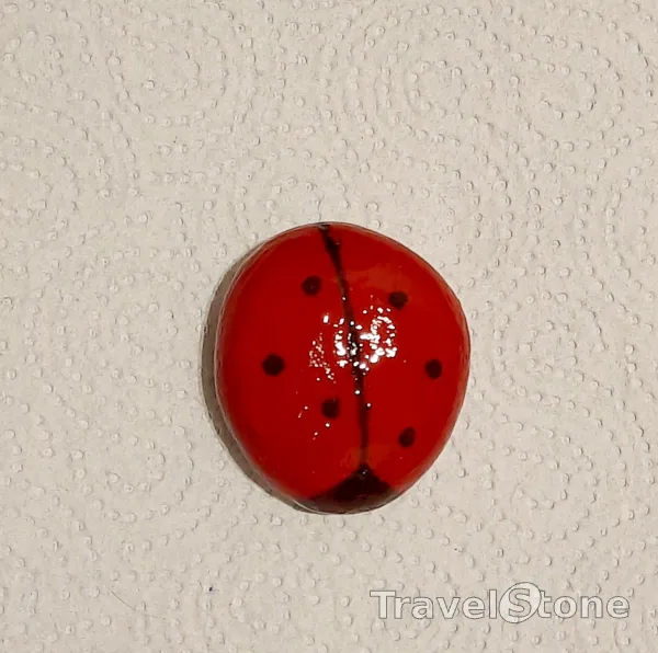 Painted painting stone by artist Anastasiia showing animals. Створений підчас подорожі в Празі