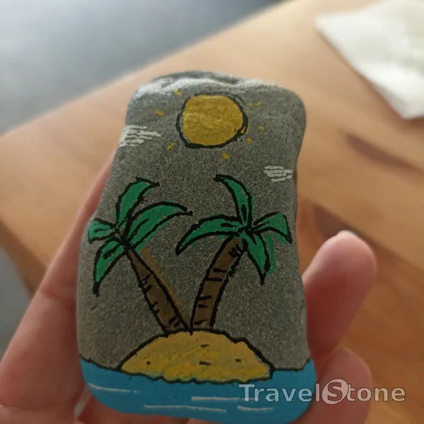 Painted painting stone by artist comfortinstones showing landscape. To travel is to live