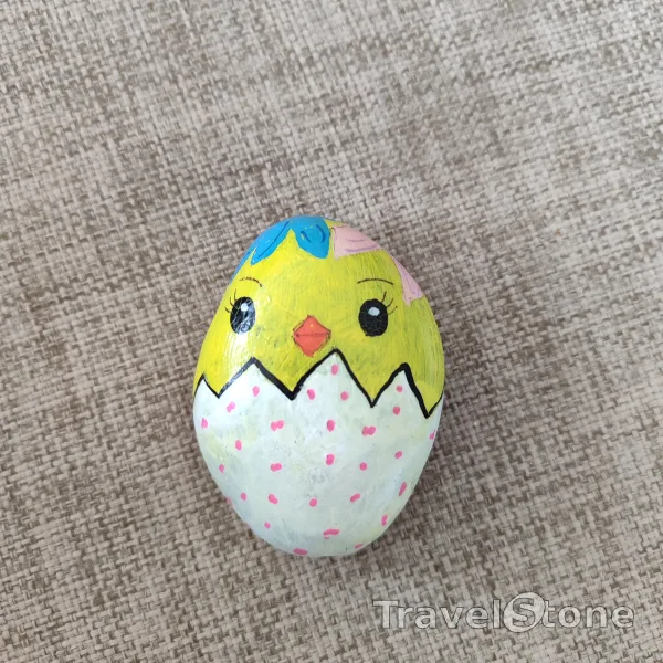 Painted painting stone by artist CJ showing animals. Happy Easter