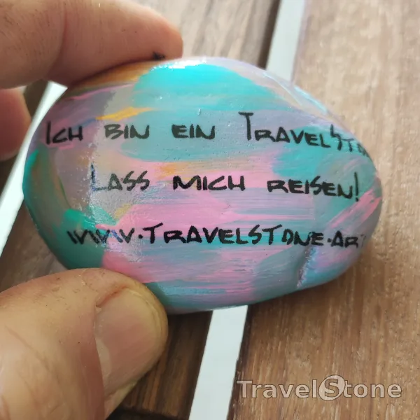 Painted painting stone by artist CJ showing sayings. Let me travel