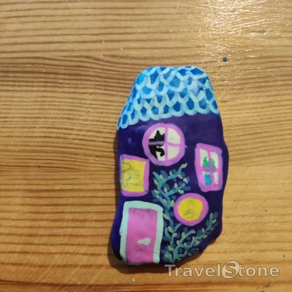 Painted painting stone by artist nad_doodles showing other. Villa Kunterbunt 3