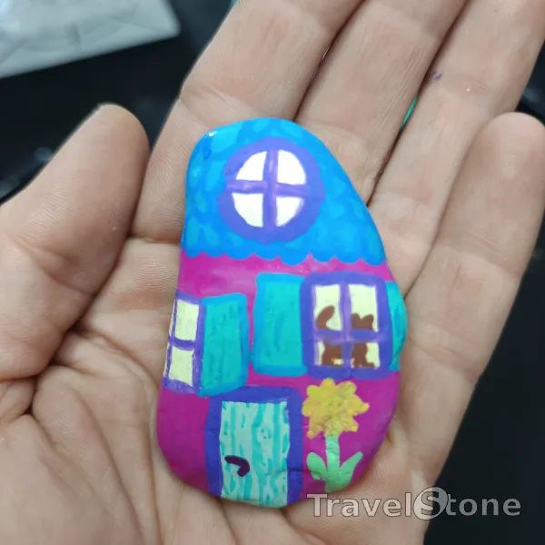 Painted painting stone by artist nad_doodles showing other. Villa Kunterbunt 4