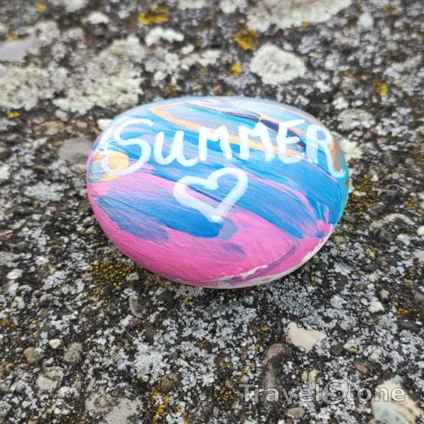 Painted painting stone by artist CJ showing sayings. Summertime