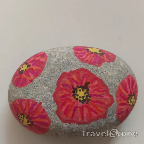 Painted painting stone by artist nad_doodles showing plants. Mohnblumen
