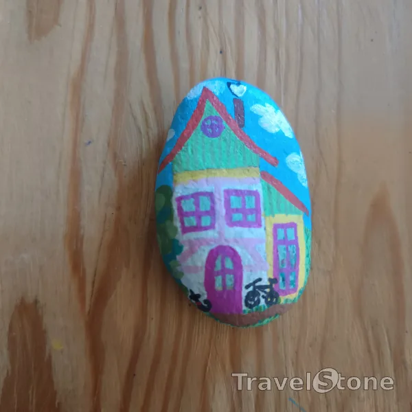Painted painting stone by artist nad_doodles showing other. Villa Kunterbunt 7